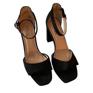 Rouge Helium Shoes Womens Size 8.5 Black Ankle Strap Block Heel Dressy Sandals